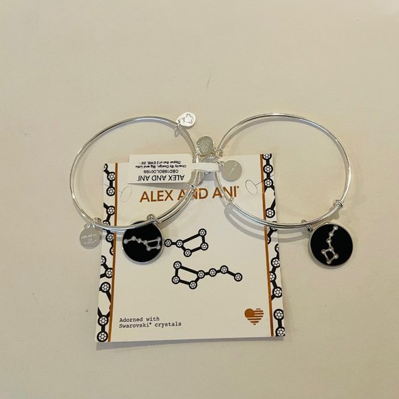 Alex and Ani Big and Little Dipper,shiny silvertone, black enamel, set of 2 - Picture 11 of 16